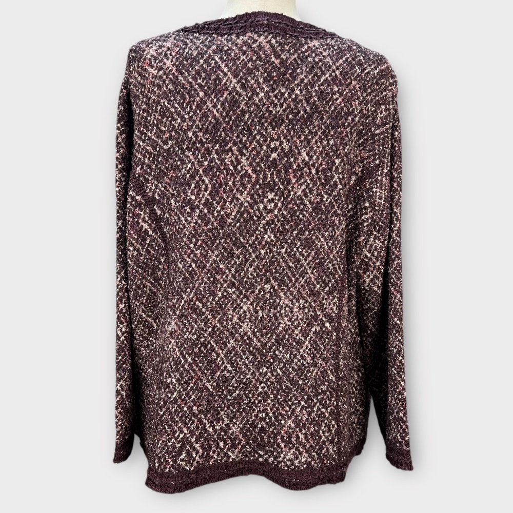 Chicos Travelers Open Cardigan Jacket Plum Burgundy Women 12-14 L Lagenlook Fall - Picture 4 of 14
